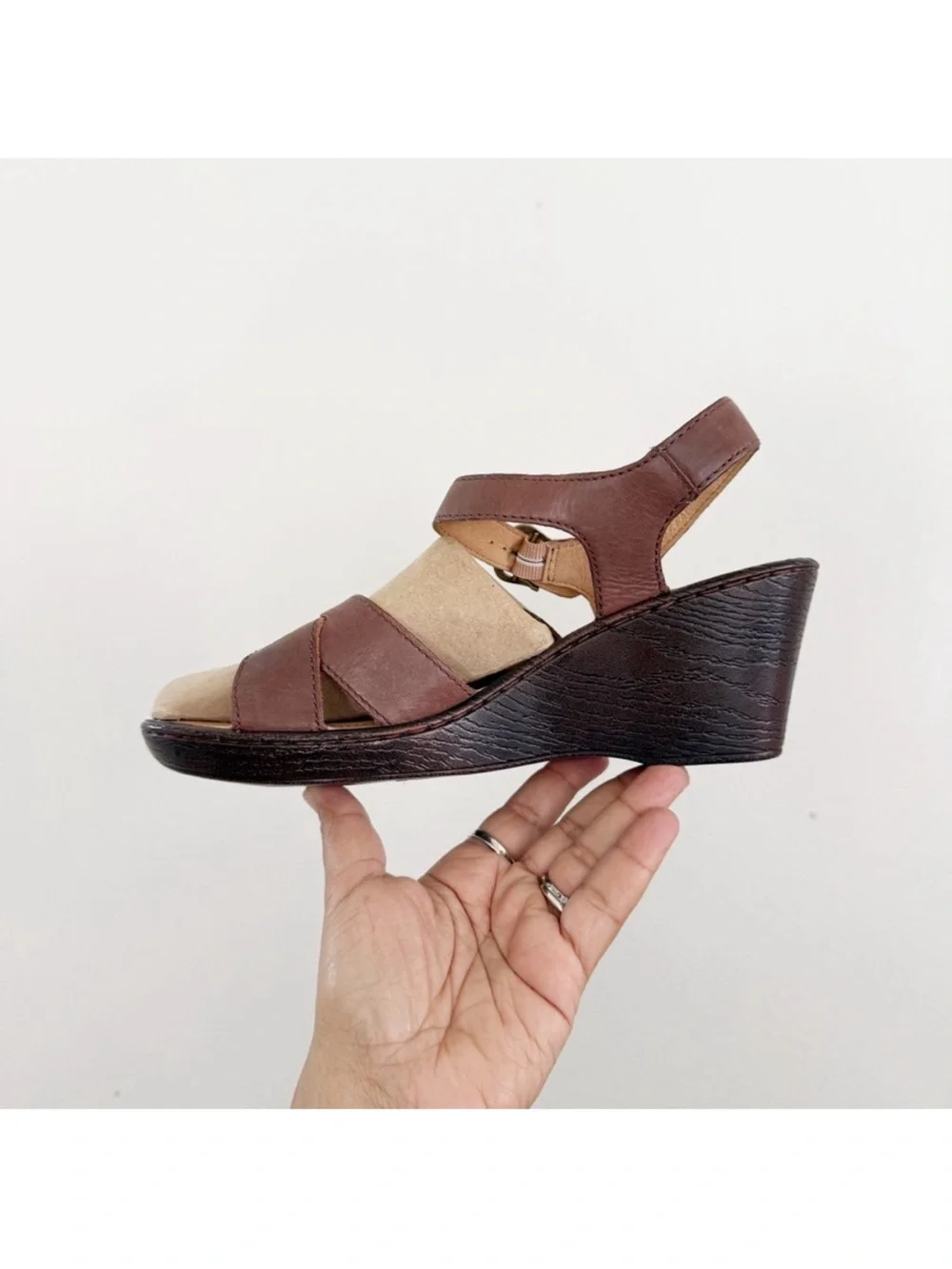 Børn Brown Leather Wedge Sandals